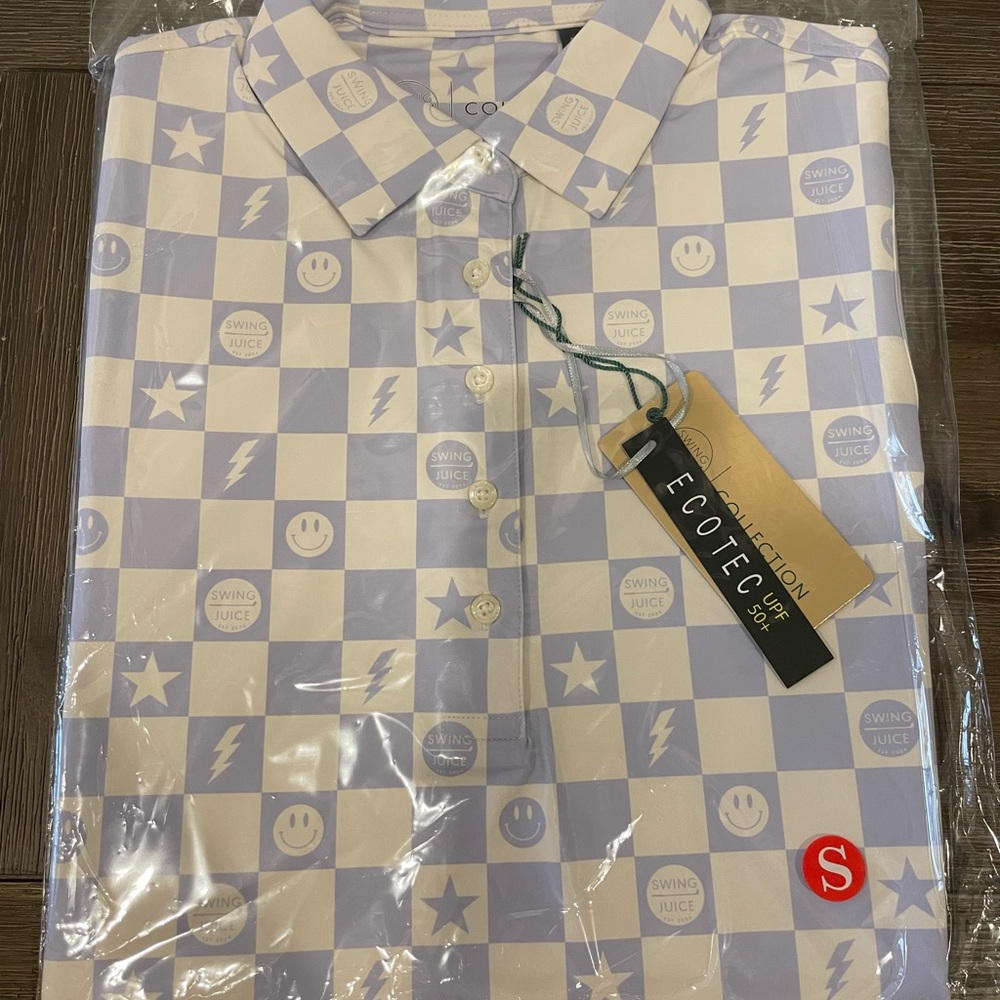 Swingjuice Small Sleeveless Lilac and White Checkered Golf Shirt